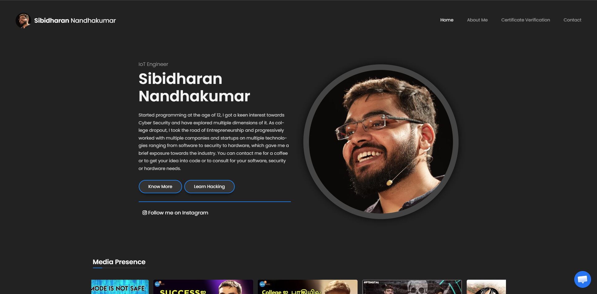 Sibidharan Personal Portfolio